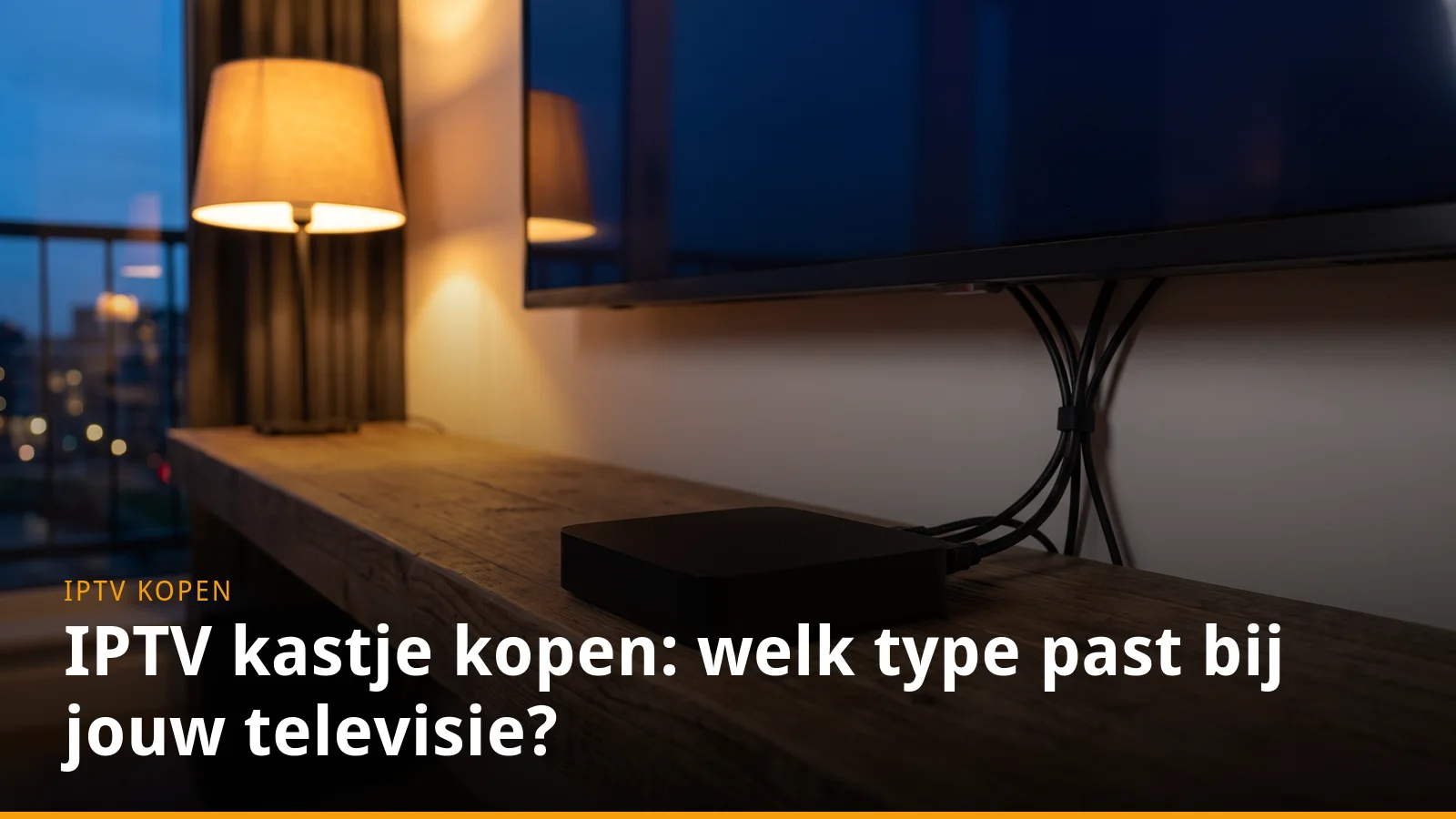 IPTV kastje onder een televisie met netwerkkabel