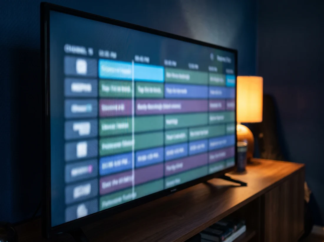 Programmagids na het IPTV kopen op het televisiescherm